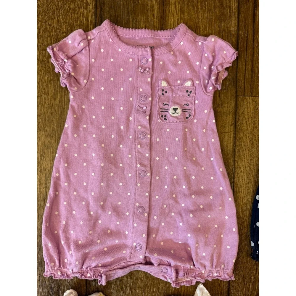 Carters Baby Girl Clothes Lot 0/3 Months Bundle Summer Rompers Outfits Polka Dot